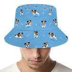 Blue Jack Russell Terrier Pattern Print Bucket Hat