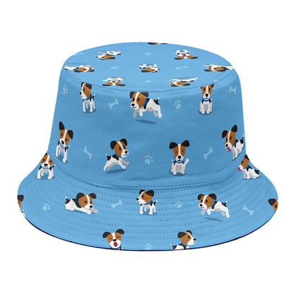 Blue Jack Russell Terrier Pattern Print Bucket Hat