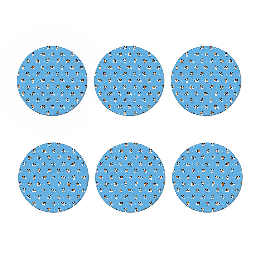 Blue Jack Russell Terrier Pattern Print Coaster Set
