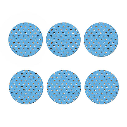 Blue Jack Russell Terrier Pattern Print Coaster Set