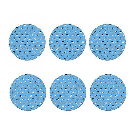 Blue Jack Russell Terrier Pattern Print Coaster Set