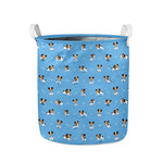 Blue Jack Russell Terrier Pattern Print Collapsible Laundry Basket