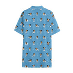 Blue Jack Russell Terrier Pattern Print Cotton Hawaiian Shirt