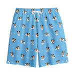 Blue Jack Russell Terrier Pattern Print Cotton Shorts