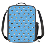 Blue Jack Russell Terrier Pattern Print Crossbody Lunch Bag