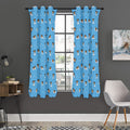 Blue Jack Russell Terrier Pattern Print Grommet Curtain Panels