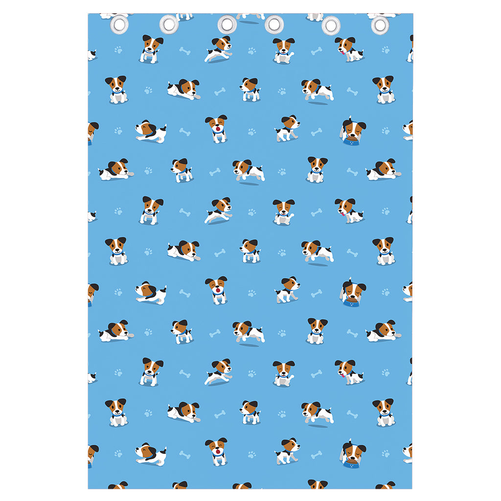 Blue Jack Russell Terrier Pattern Print Curtain
