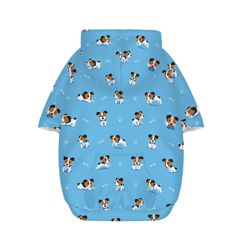 Blue Jack Russell Terrier Pattern Print Dog Zip Up Hoodie