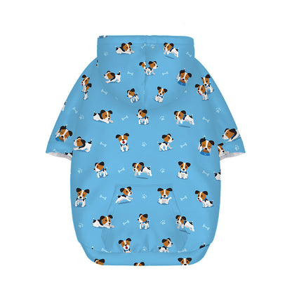 Blue Jack Russell Terrier Pattern Print Dog Zip Up Hoodie