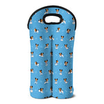 Blue Jack Russell Terrier Pattern Print Double Neoprene Wine Tote