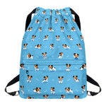 Blue Jack Russell Terrier Pattern Print Drawstring Backpack