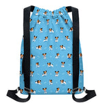 Blue Jack Russell Terrier Pattern Print Drawstring Backpack
