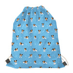Blue Jack Russell Terrier Pattern Print Drawstring Bag