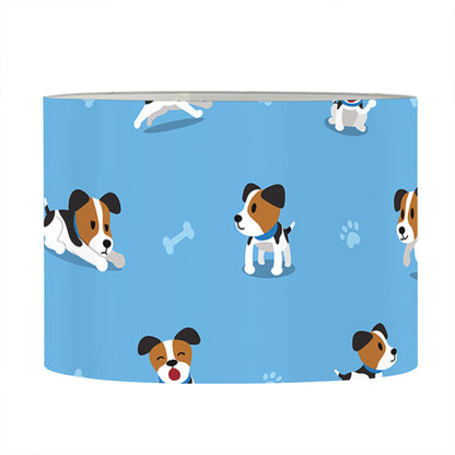 Blue Jack Russell Terrier Pattern Print Drum Lamp Shade