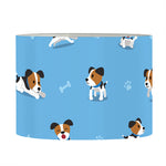 Blue Jack Russell Terrier Pattern Print Drum Lamp Shade