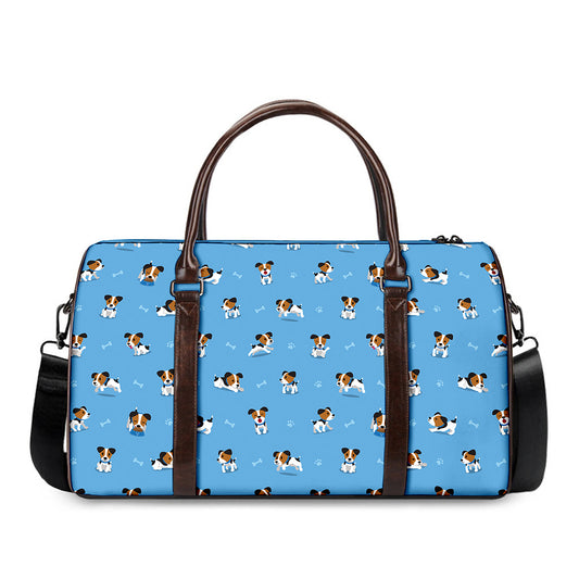 Blue Jack Russell Terrier Pattern Print Duffle Bag