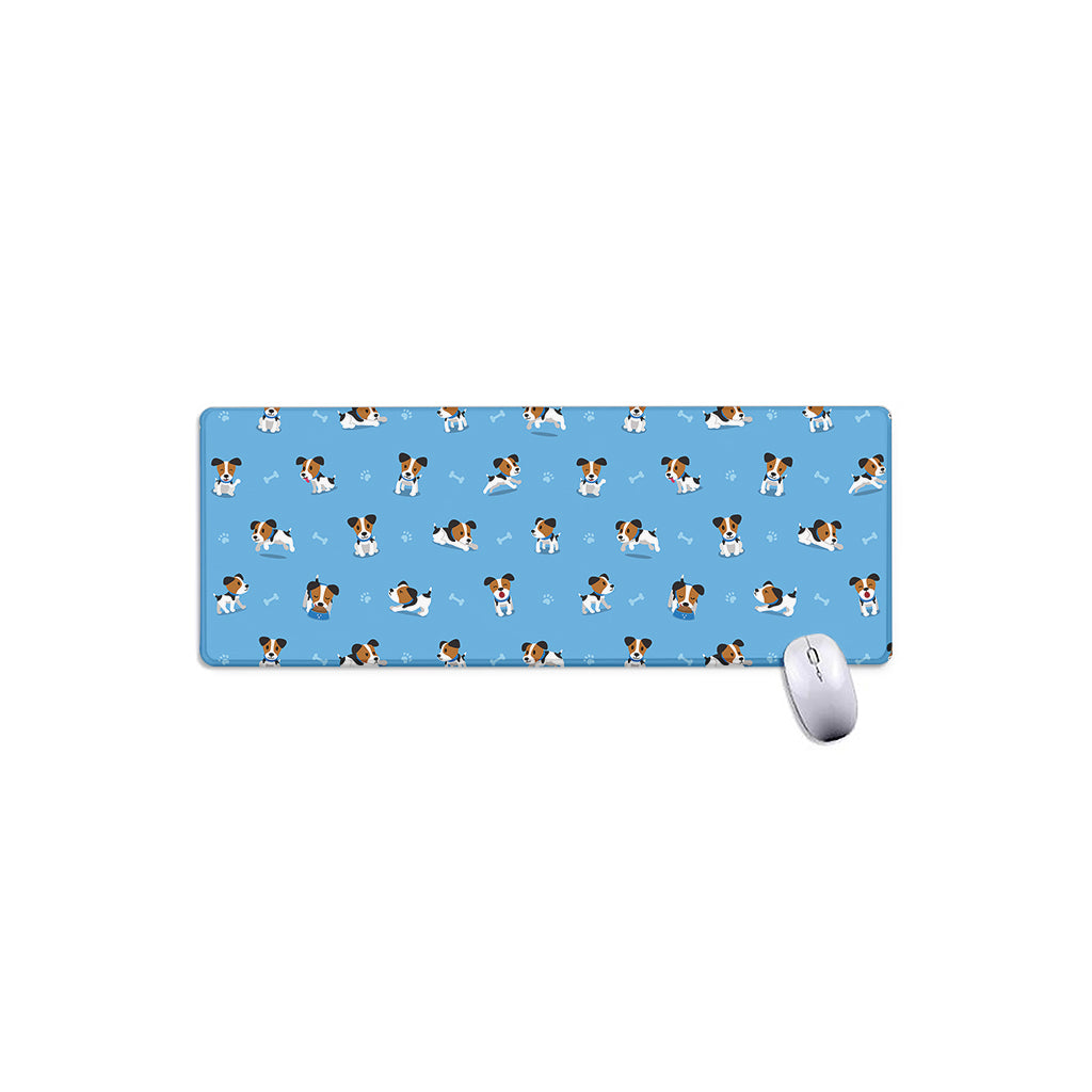 Blue Jack Russell Terrier Pattern Print Extended Mouse Pad