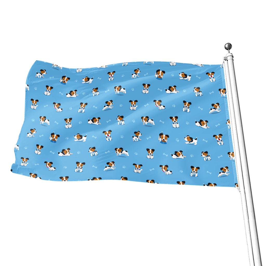 Blue Jack Russell Terrier Pattern Print Flag