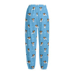 Blue Jack Russell Terrier Pattern Print Fleece Lined Knit Pants