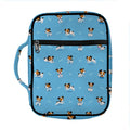 Blue Jack Russell Terrier Pattern Print Front Pocket Bible Bag
