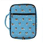 Blue Jack Russell Terrier Pattern Print Front Pocket Bible Bag