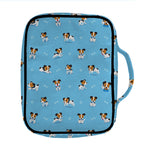 Blue Jack Russell Terrier Pattern Print Front Pocket Bible Bag