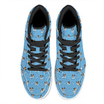 Blue Jack Russell Terrier Pattern Print High Top Leather Sneakers