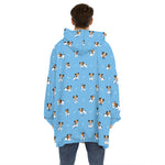 Blue Jack Russell Terrier Pattern Print Hoodie Blanket