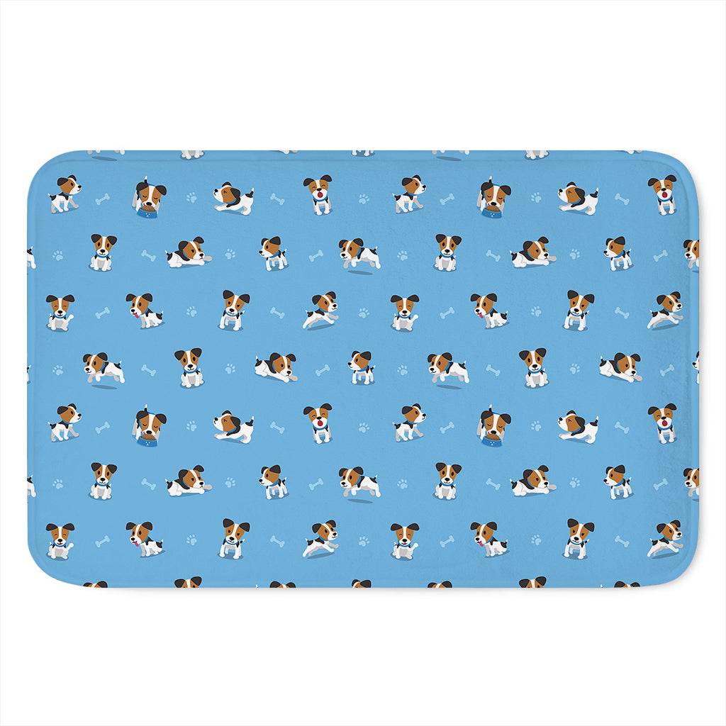 Blue Jack Russell Terrier Pattern Print Indoor Door Mat