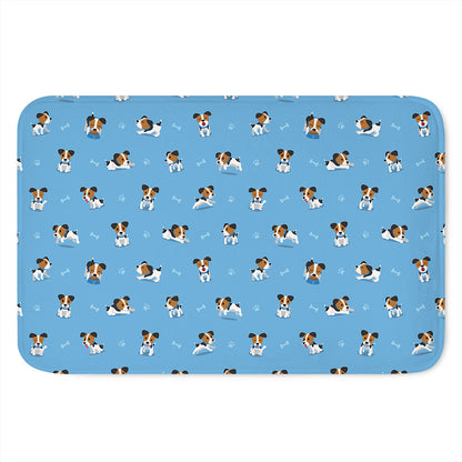 Blue Jack Russell Terrier Pattern Print Indoor Door Mat