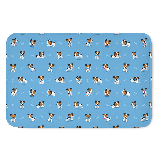 Blue Jack Russell Terrier Pattern Print Indoor Door Mat