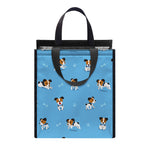Blue Jack Russell Terrier Pattern Print Insulated Lunch Tote