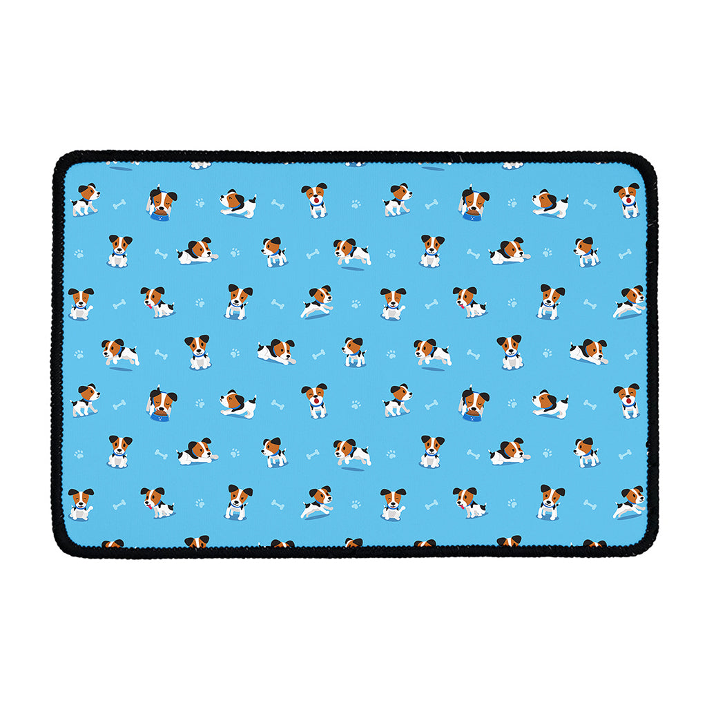 Blue Jack Russell Terrier Pattern Print Kitchen Mat