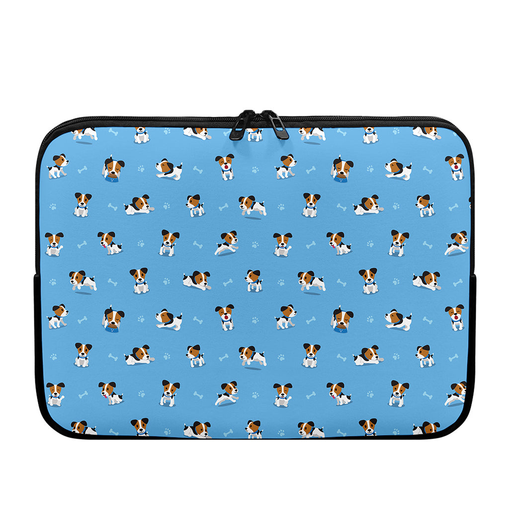 Blue Jack Russell Terrier Pattern Print Laptop Sleeve