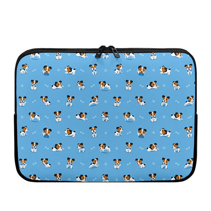 Blue Jack Russell Terrier Pattern Print Laptop Sleeve