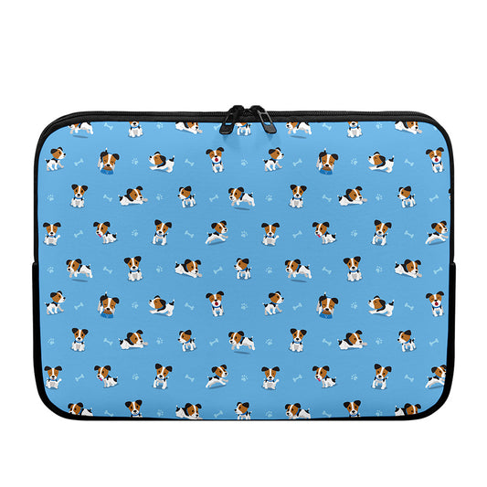 Blue Jack Russell Terrier Pattern Print Laptop Sleeve
