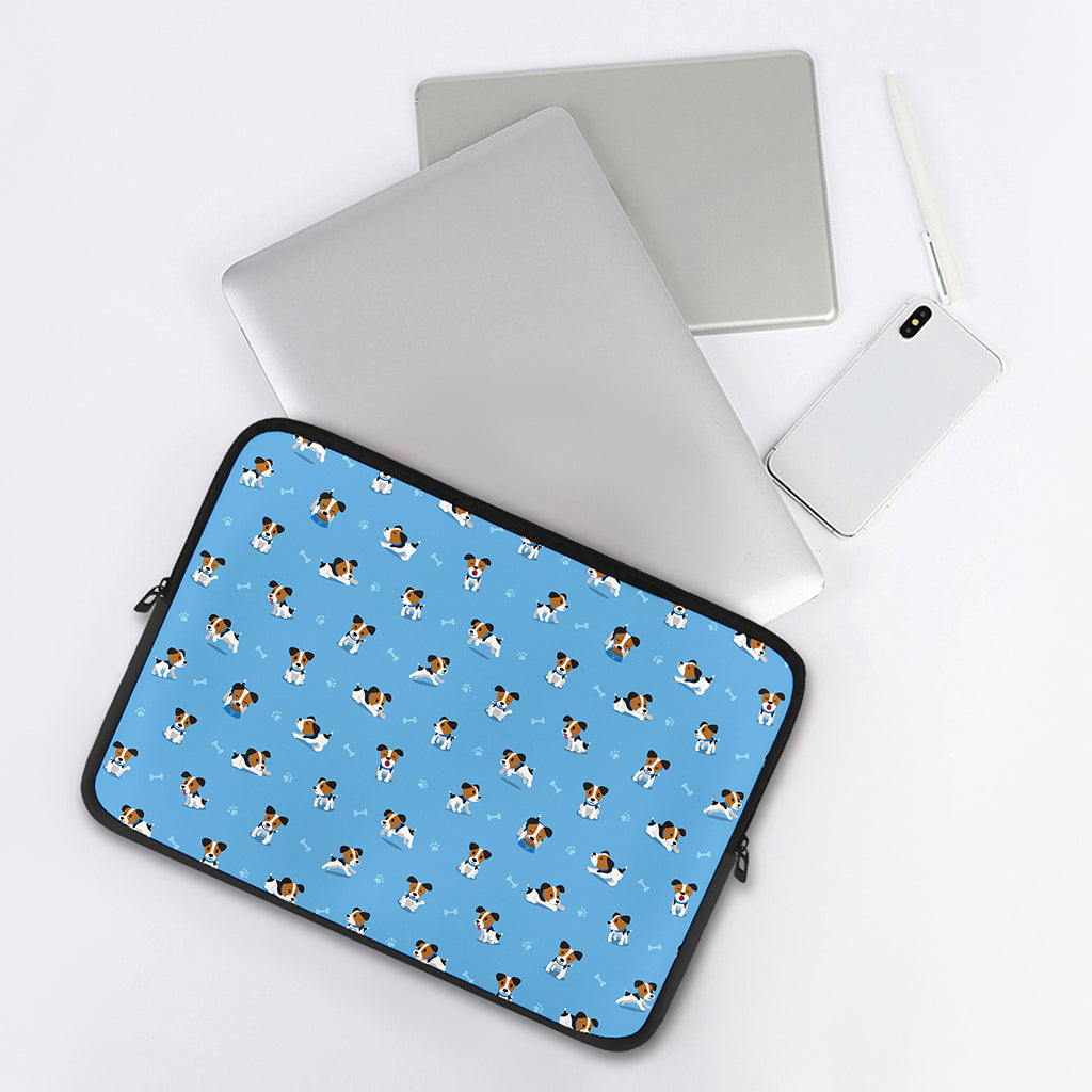 Blue Jack Russell Terrier Pattern Print Laptop Sleeve