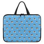 Blue Jack Russell Terrier Pattern Print Laptop Sleeve With Handle
