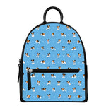 Blue Jack Russell Terrier Pattern Print Leather Backpack