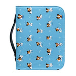 Blue Jack Russell Terrier Pattern Print Leather Bible Cover