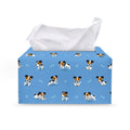 Blue Jack Russell Terrier Pattern Print Leather Tissue Box Cover
