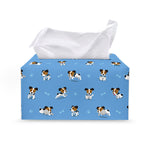 Blue Jack Russell Terrier Pattern Print Leather Tissue Box Cover