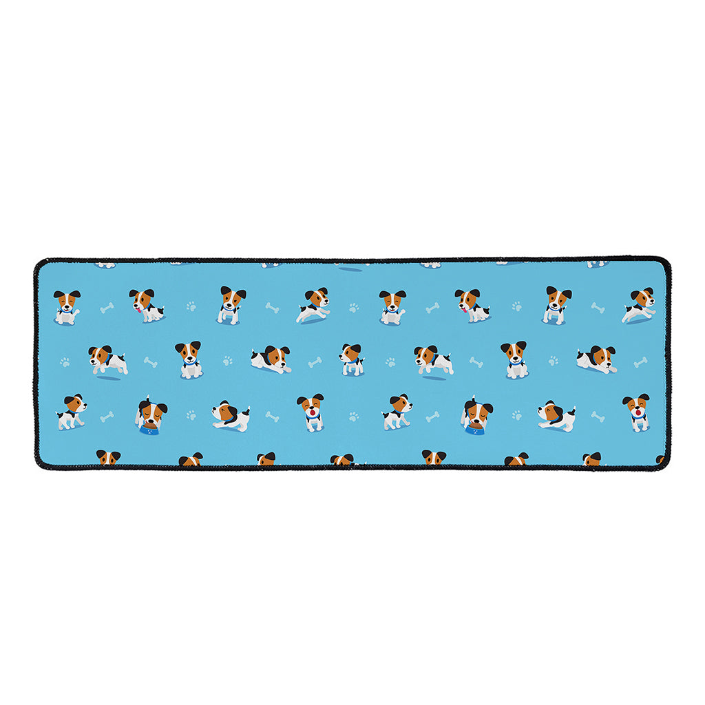 Blue Jack Russell Terrier Pattern Print Long Kitchen Mat