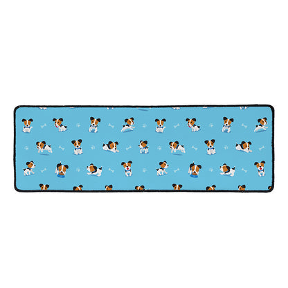 Blue Jack Russell Terrier Pattern Print Long Kitchen Mat