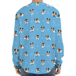 Blue Jack Russell Terrier Pattern Print Long Sleeve Baseball Jersey