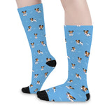 Blue Jack Russell Terrier Pattern Print Long Socks