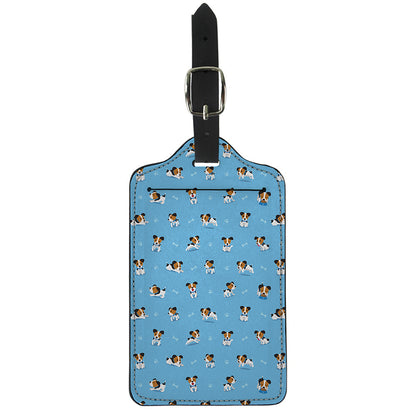 Blue Jack Russell Terrier Pattern Print Luggage Tag
