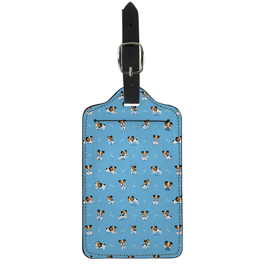 Blue Jack Russell Terrier Pattern Print Luggage Tag