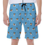 Blue Jack Russell Terrier Pattern Print Men's Beach Shorts