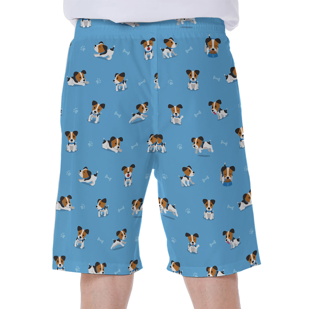 Blue Jack Russell Terrier Pattern Print Men's Beach Shorts
